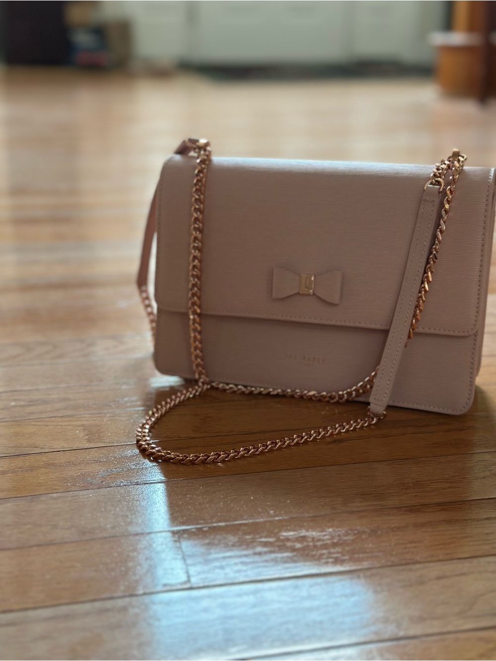 Ted Baker Blush Pink Bow-Accent Chain Crossbody Bag - Picture 2 of 3